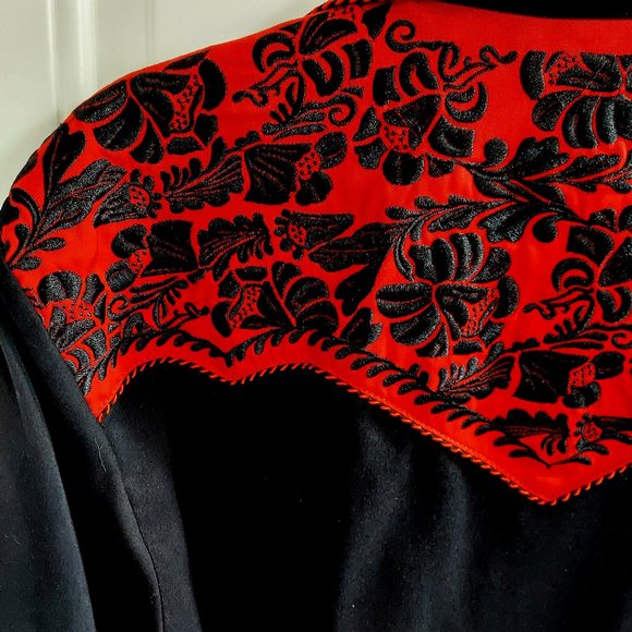 Vintage  Scully Gunfighter Men's Western Button Down Crimson w/caballero cuffs - Picture 10 of 15